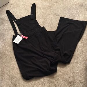 Black corduroy overalls